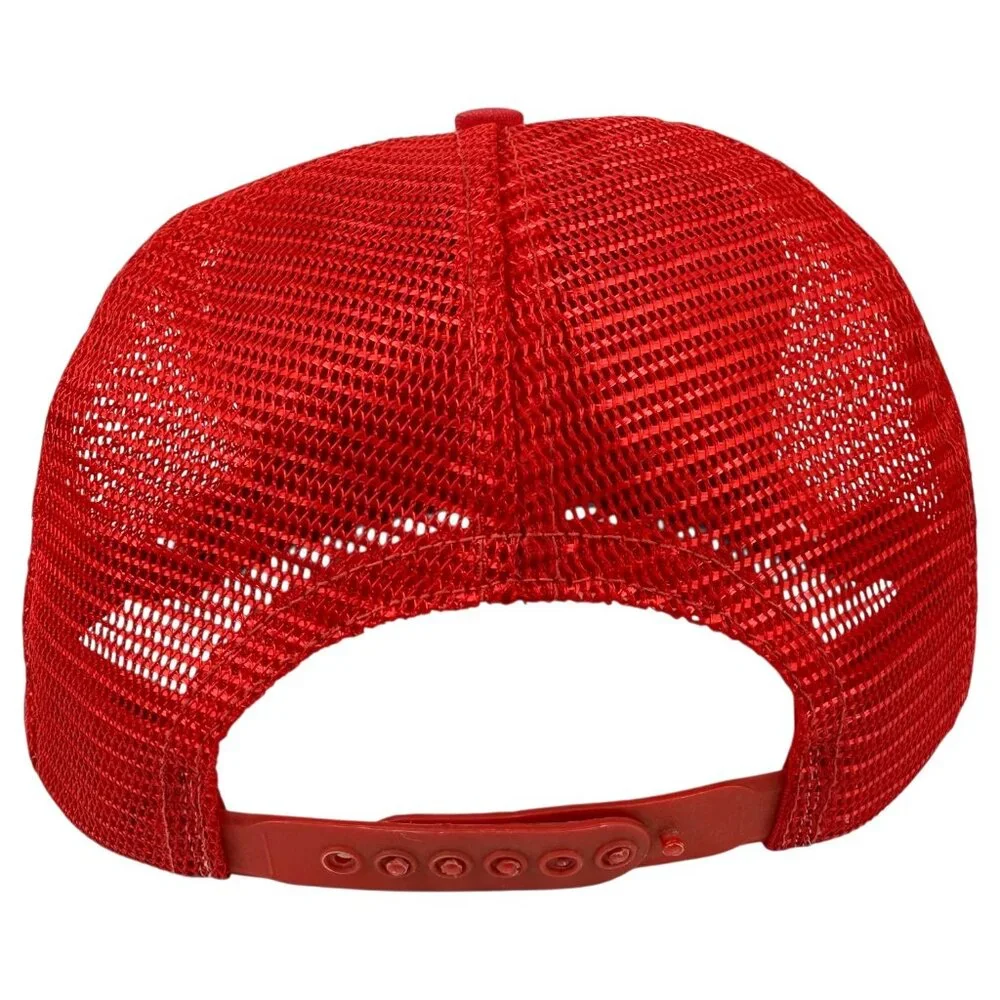 VTG Genuine Budweiser Racing Trucker Hat Red Mesh Snapback Patch Flat Bill USA - Picture 5 of 9